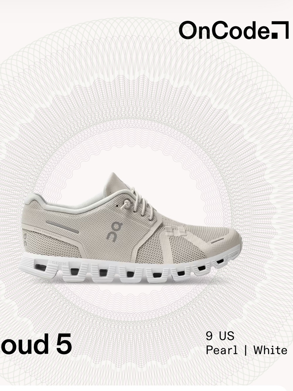 ON CLOUD 5 On Running Women's Running Walking Gym Shoes White Pearl Size 9 - Picture 12 of 12